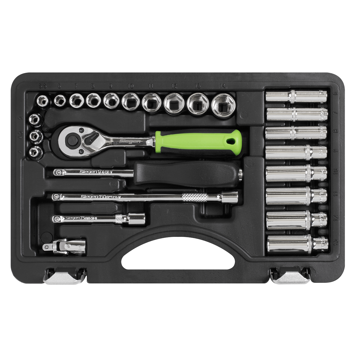 Sealey Socket Set 26 Pieces 1/4" Square Drive Metric With Mirror Finish S01234