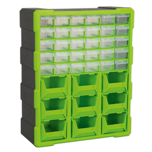 Sealey Cabinet Tool Box Wall Mountable 39 Drawer - Hi-Vis Green/Black APDC39HV