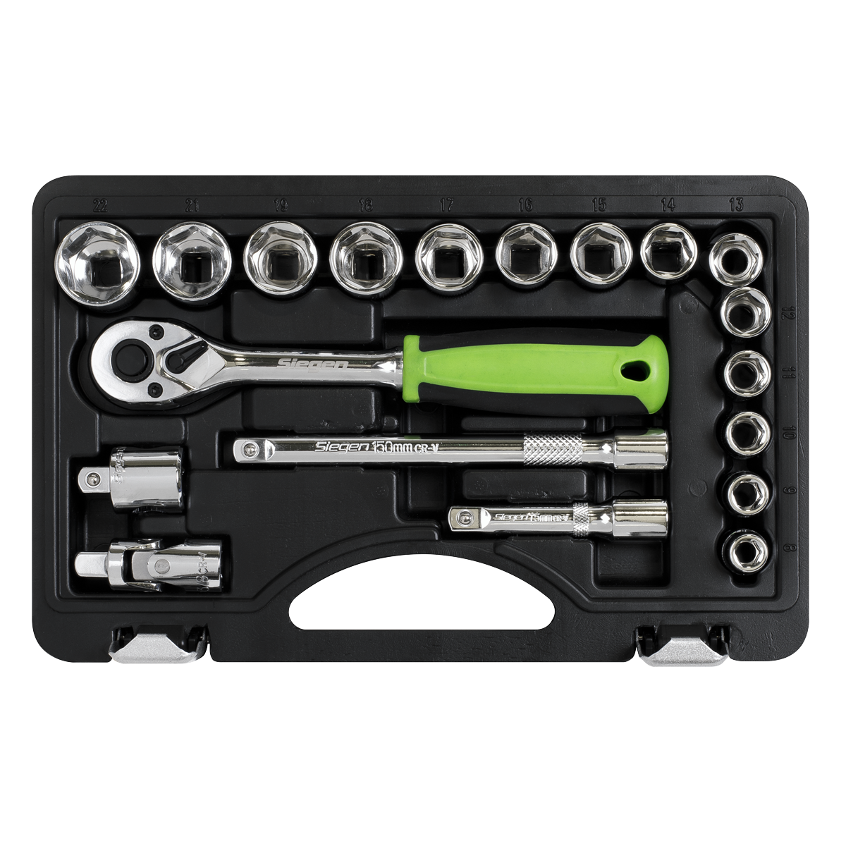 Sealey Socket Set 19 Pieces 3/8" Square Drive Metric With Mirror Finish S01235