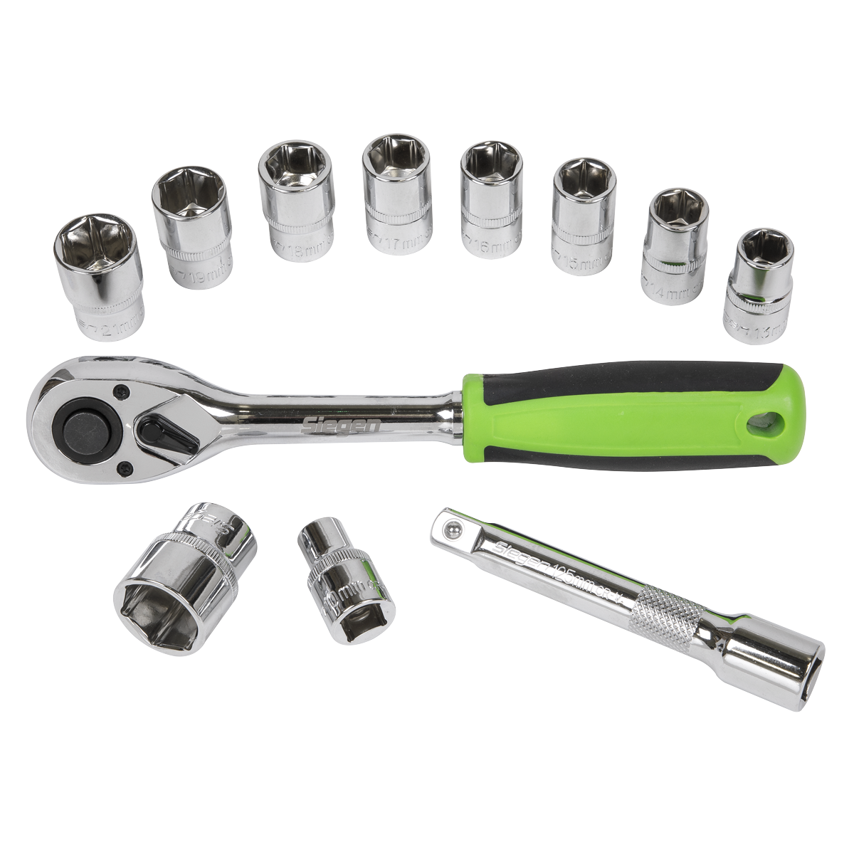 Sealey Socket Set 12 Pieces Tool 1/2" Square Drive With Polished Finish S01244