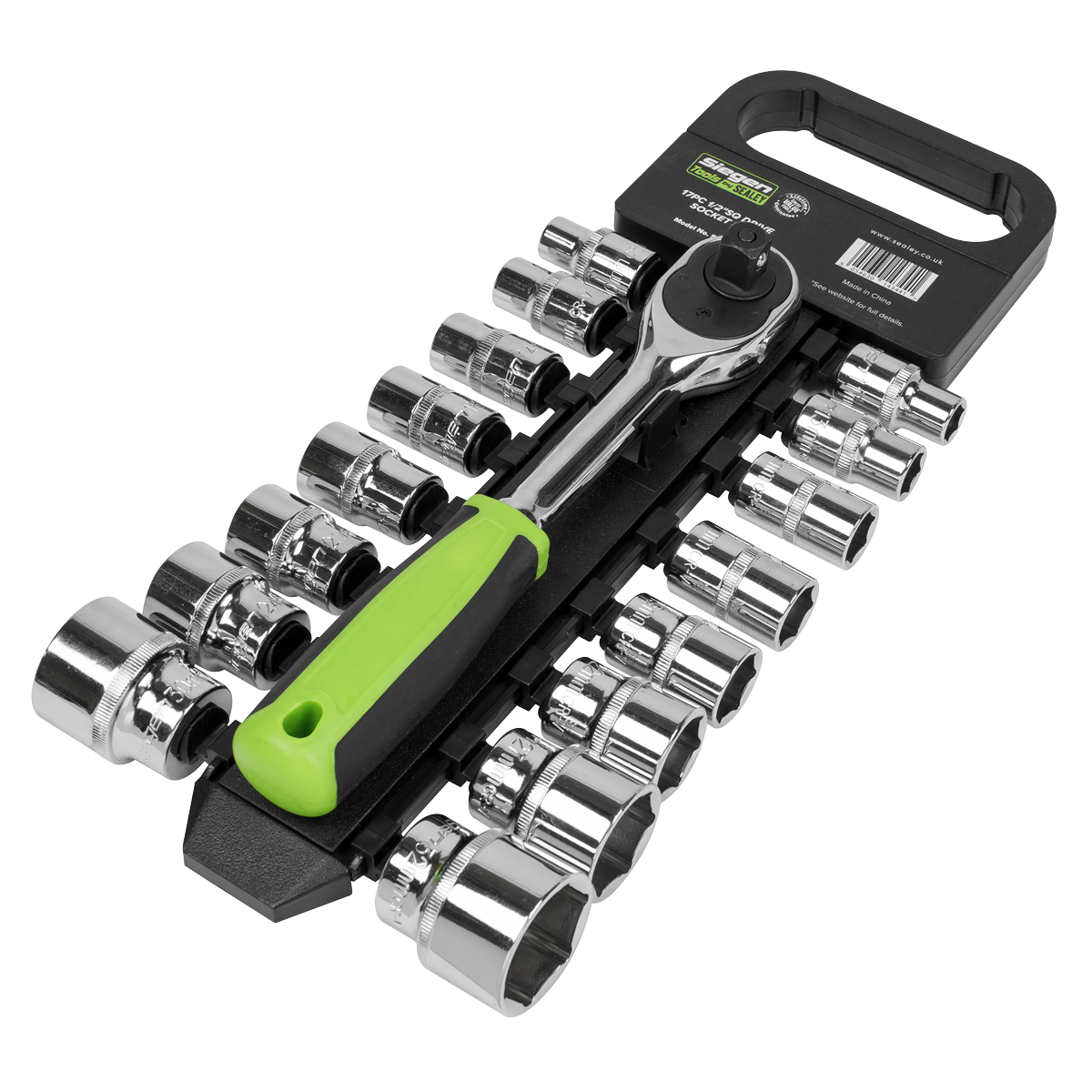 Sealey Socket Set 17 Pieces 1/2" Square Drive 6 Point WallDrive Metric S01245