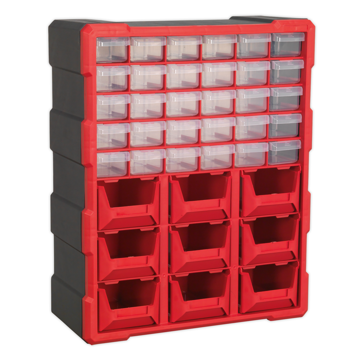 Sealey Cabinet Box 39 Drawer Wall Mountable/Freestanding - Red/Black APDC39R