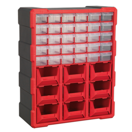 Sealey Cabinet Box 39 Drawer Wall Mountable/Freestanding - Red/Black APDC39R