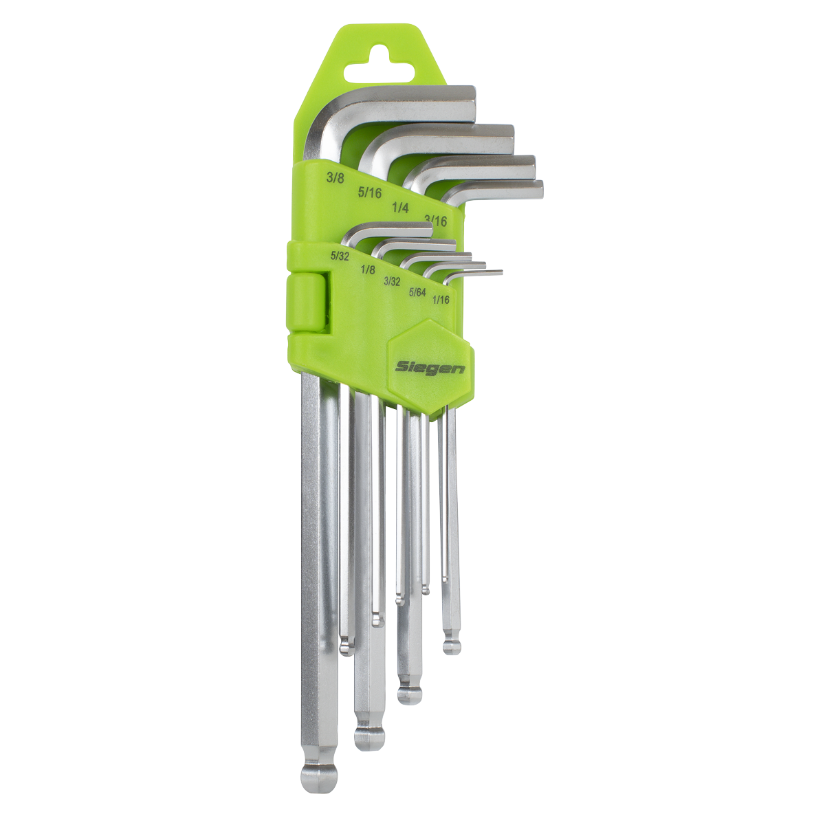 Sealey Hex Key Set Long Ball-End 9 Pieces Imperial 1/16" -3/8" 62.5-177mm S01261