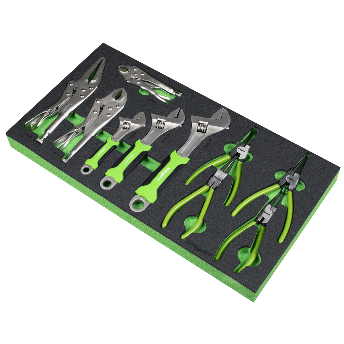 Sealey Siegen Adjustable Wrench & Pliers Set With Tool Tray 10 Pieces S01278