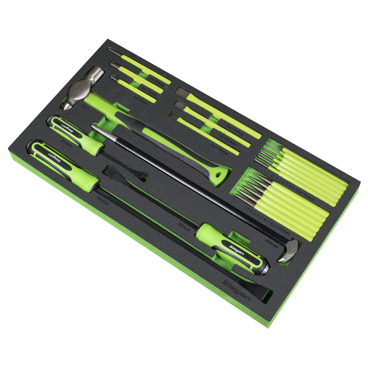 Sealey Siegen Pry Bar Hammer & Punch Set With Tool Tray 23 Pieces S01279
