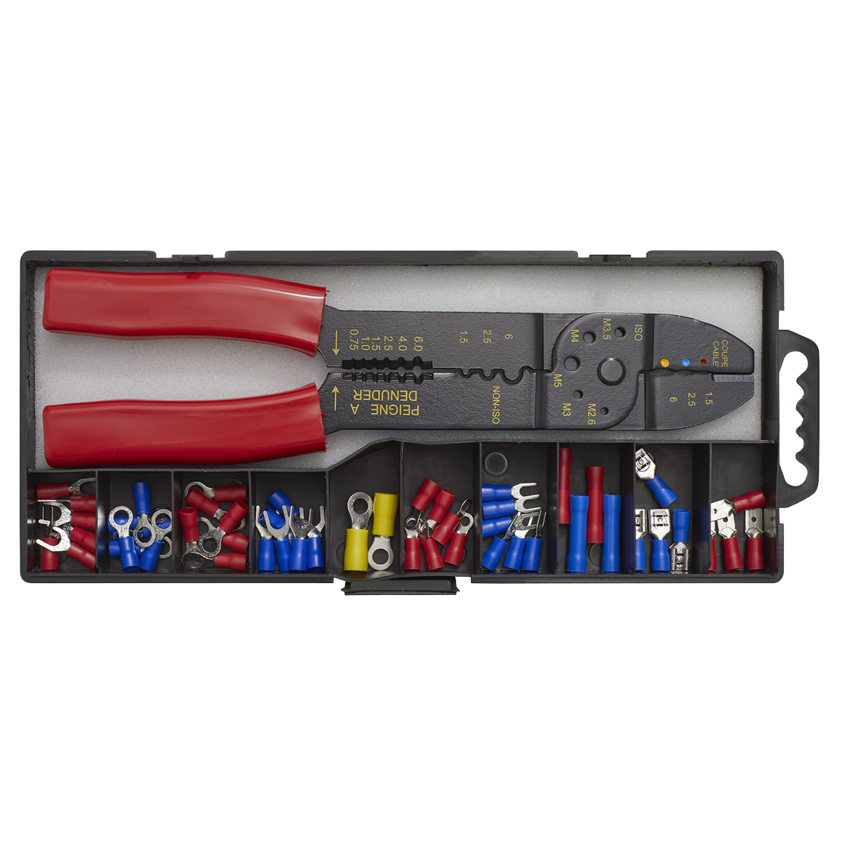 Sealey Crimping Tool Set With Safety Insulated Handle Grips M2.6-M5 S0536