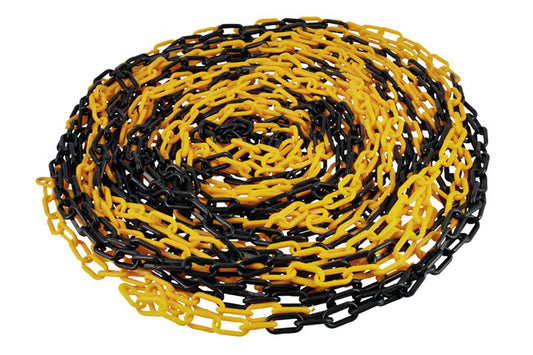 LASER 61238 Plastic Safety Barrier Chain 25m x 6mm Black Yellow For Workshop Use