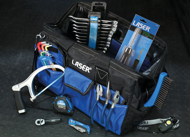 LASER 61719 Tool Bag Kit 63 Pieces Hand Tools 18" Heavy Duty Automotive Workshop