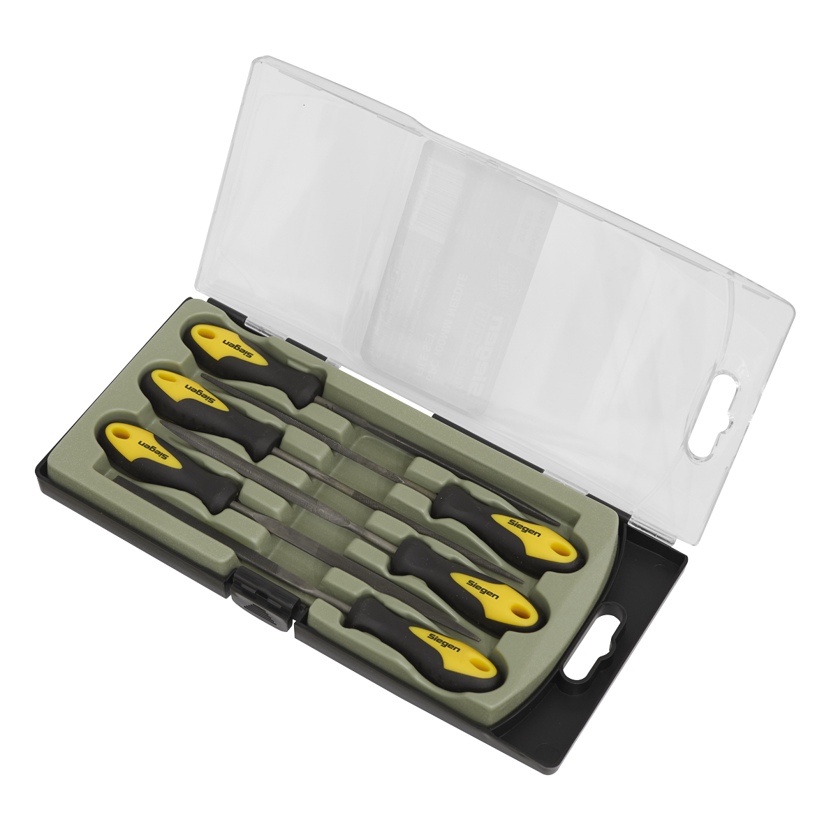 Sealey 100mm Needle File Set With Comfort Soft Grip Handles 6 Pieces S0628
