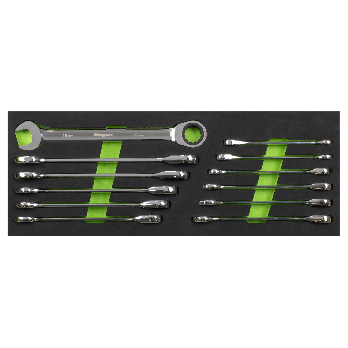 Sealey Ratchet Combi Spanner Set Chrome Vanadium Steel 12 Pieces Metric S0634