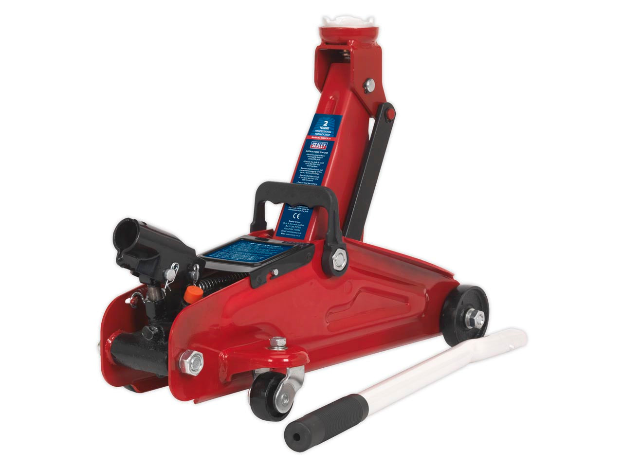 Sealey Trolley Lifting Jack 2 Tonne Short Chassis Overload Protection 1050CX