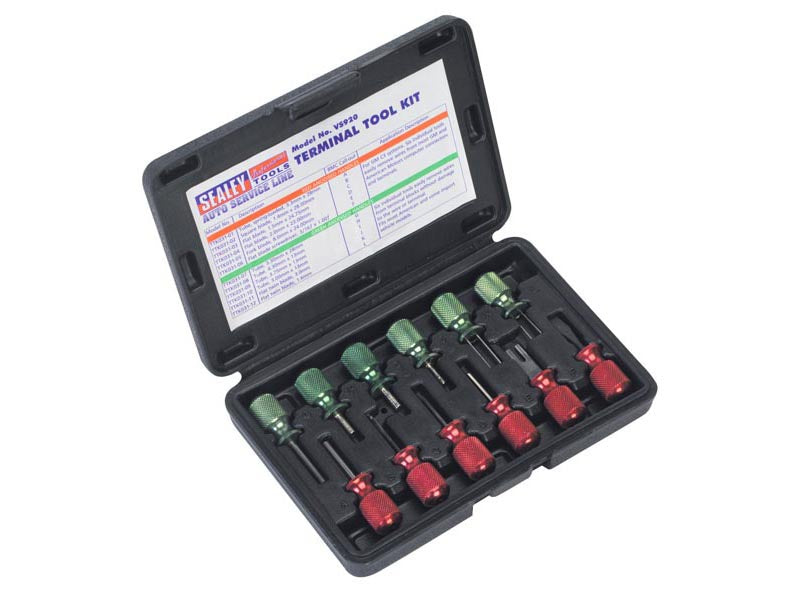 Sealey Terminal Tool Kit 12 Pieces Connector Removal Set Aluminium Handles VS920
