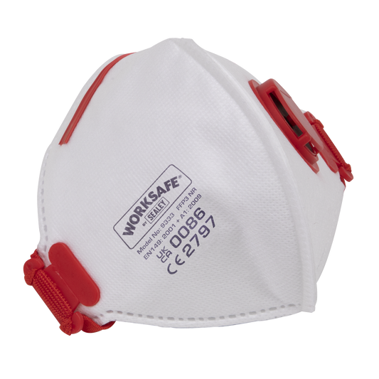 Sealey FFP3 Valved Fold Flat Mask Safety Protective For DIY Pack of 10 9333/10