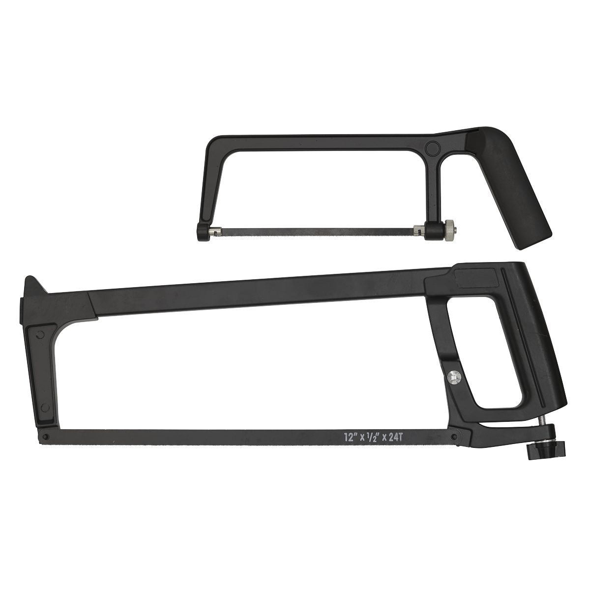 Sealey Engineers Hacksaw Set With Multi-Position Clamp 2 Pieces - Black S0865