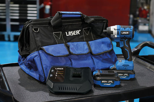 LASER 68012 Cordless Impact Screwdriver 20V Kit 4.0Ah 1/4" Hex 200Nm HD Bag