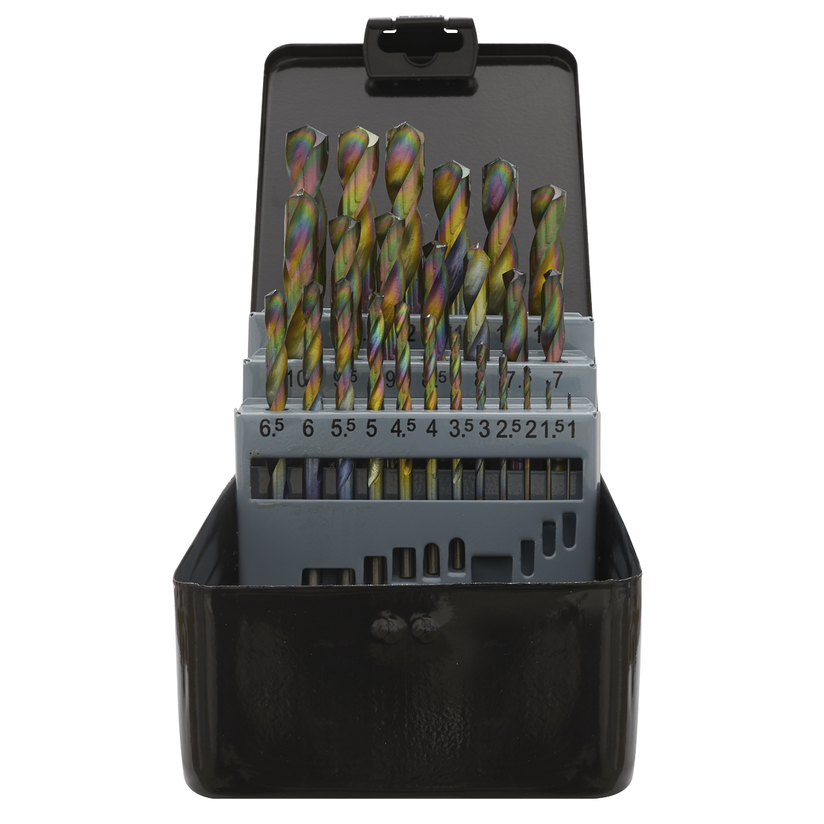 Sealey HSS Drill Bit Set 25 Pieces Titanium Coated DIN 338 - Metric S0938