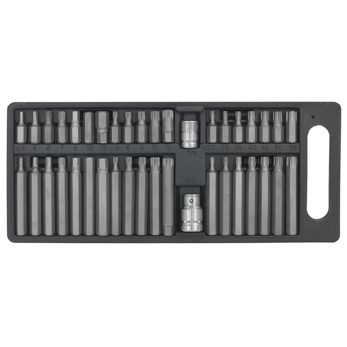 Sealey 40 Pieces TRX-Star Spline Hex Bit Set 3/8" & 1/2" Square Drive S0982
