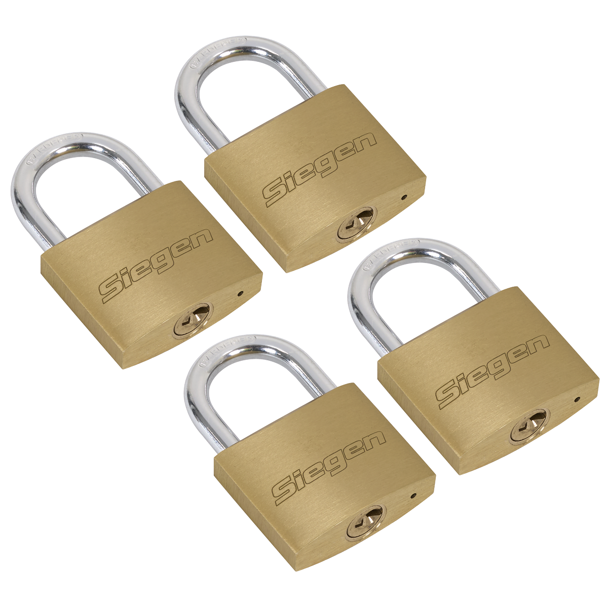 Sealey Brass Body Padlock With Brass Cylinder Keyed Alike Pack of 4 Pieces S0992