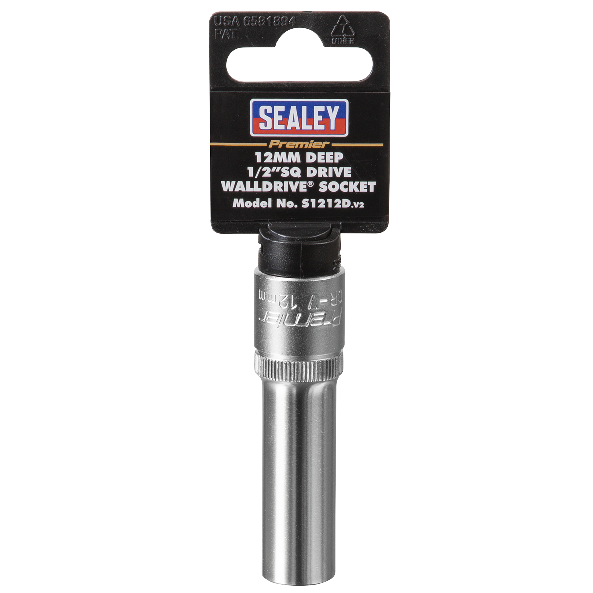 Sealey WallDrive Socket 12mm Deep 1/2" Square Drive Chrome Vanadium Steel S1212D