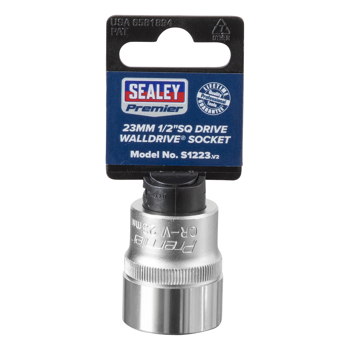 Sealey WallDrive Socket Tool 23mm 1/2" Square Drive Chrome Vanadium Steel S1223