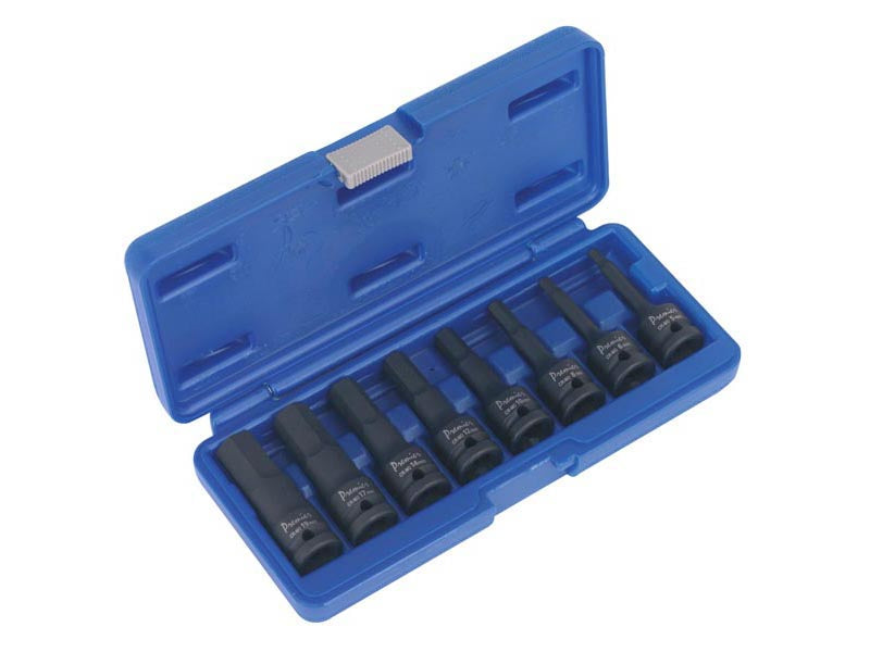 Sealey Impact Hex Key Set 8 Pieces 1/2" Square Drive Tool Kit Black AK5601