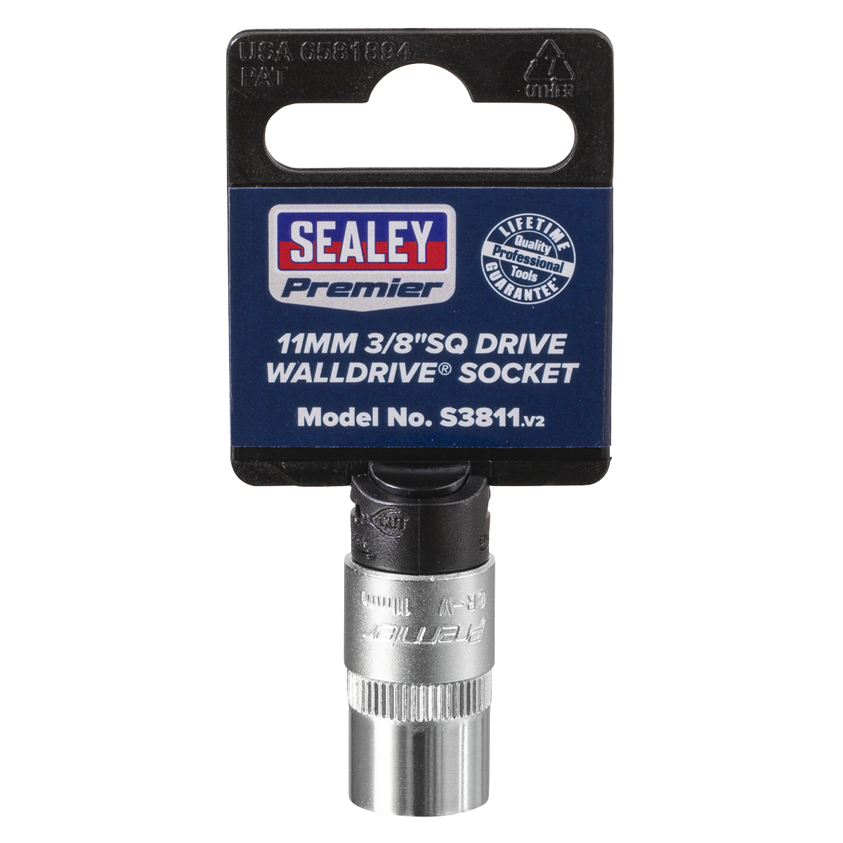 Sealey WallDrive Socket Tool 11mm 3/8" Square Drive Chrome Vanadium Steel S3811
