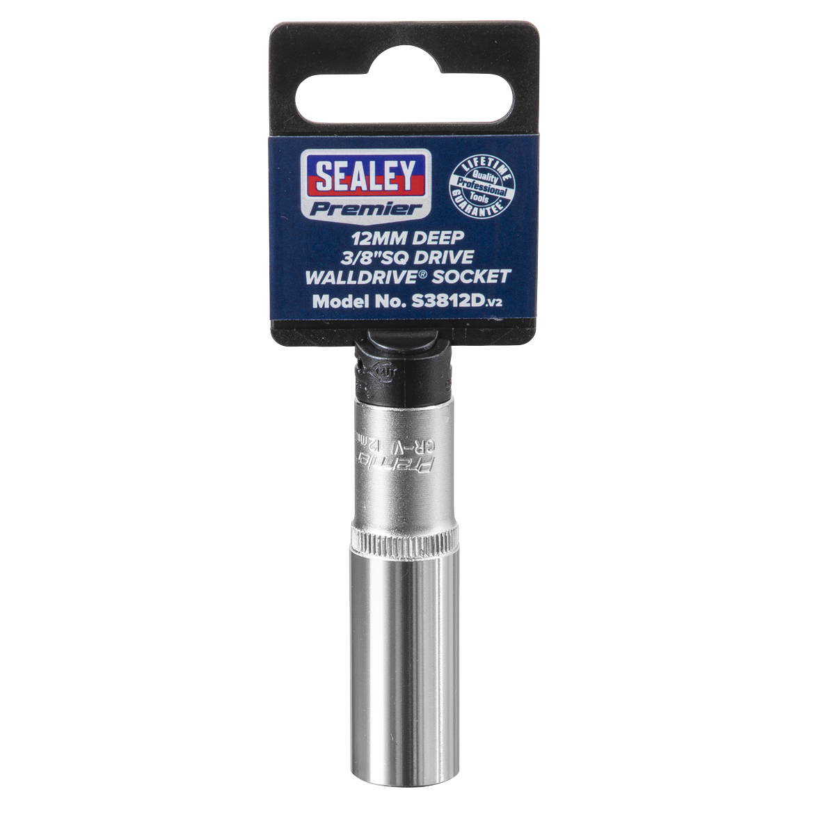 Sealey WallDrive Socket 12mm Deep 3/8" Square Drive Chrome Vanadium Steel S3812D