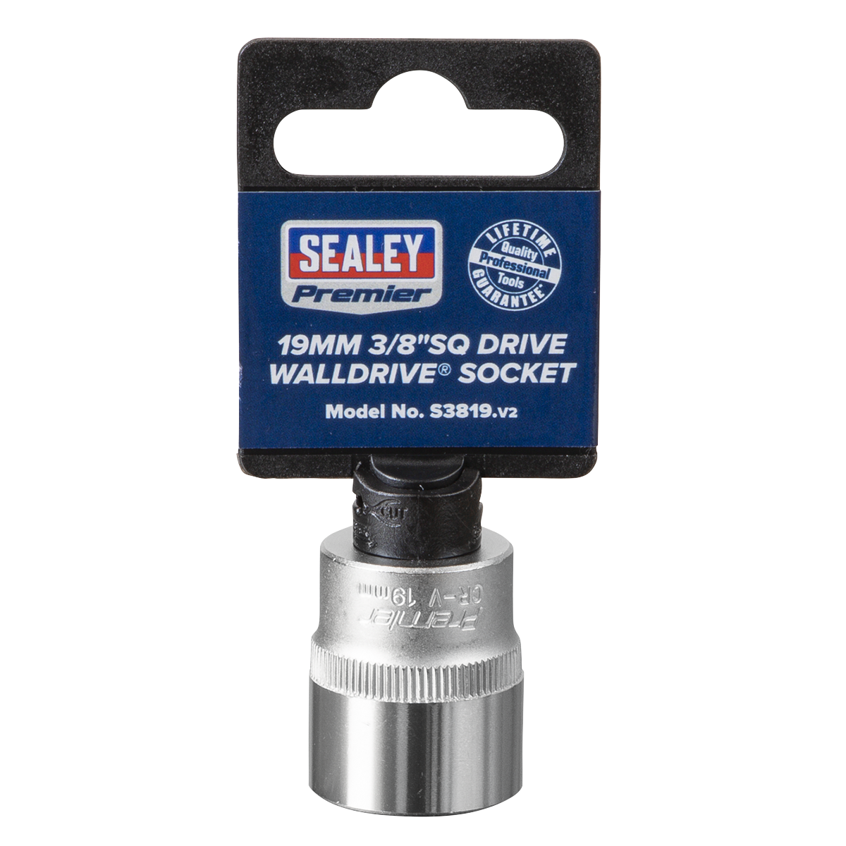 Sealey WallDrive Socket Tool 19mm 3/8" Square Drive Chrome Vanadium Steel S3819