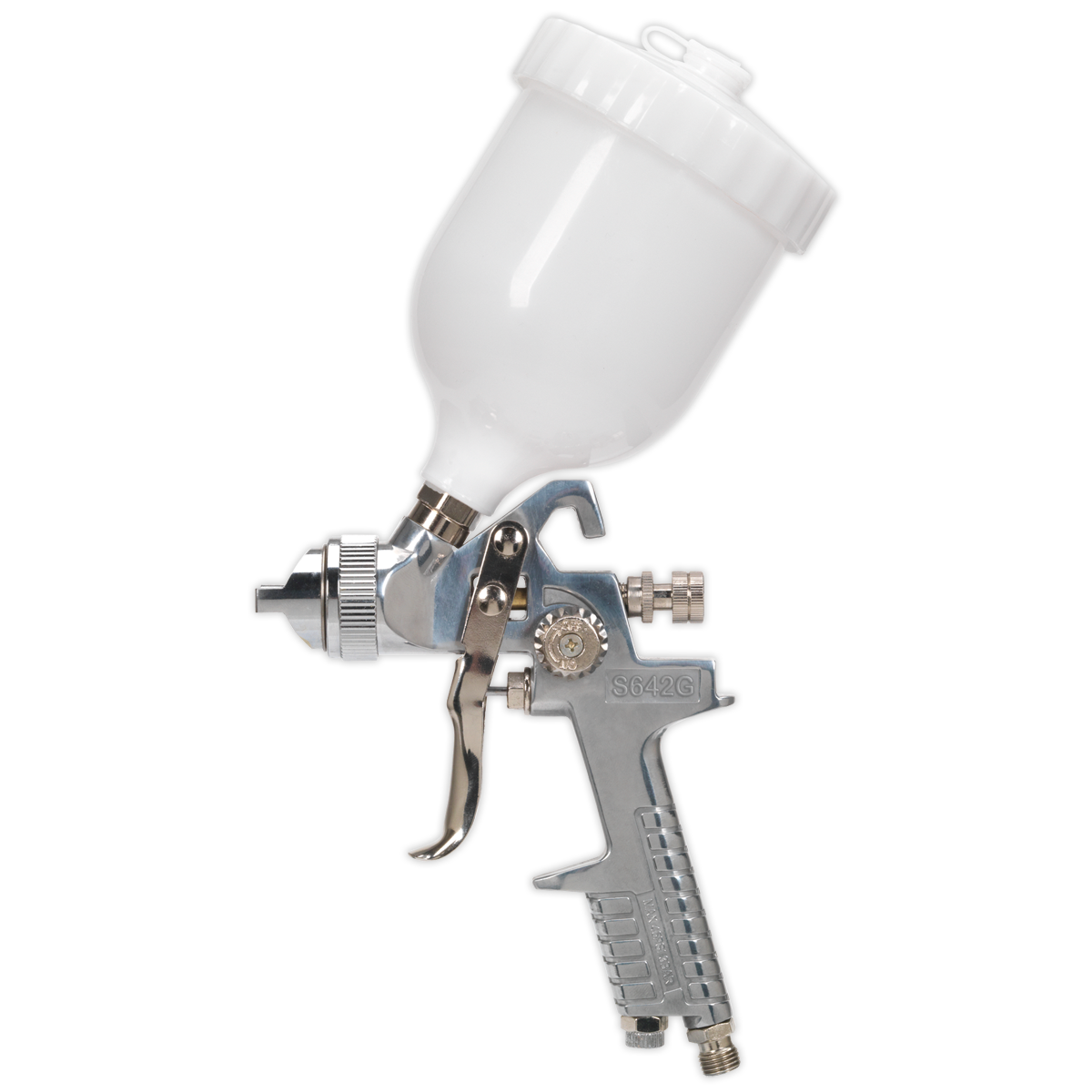 Sealey SGeneral-Purpose Gravity Feed Spray Gun Brass Air Cap 1.8mm Set-Up  S642G