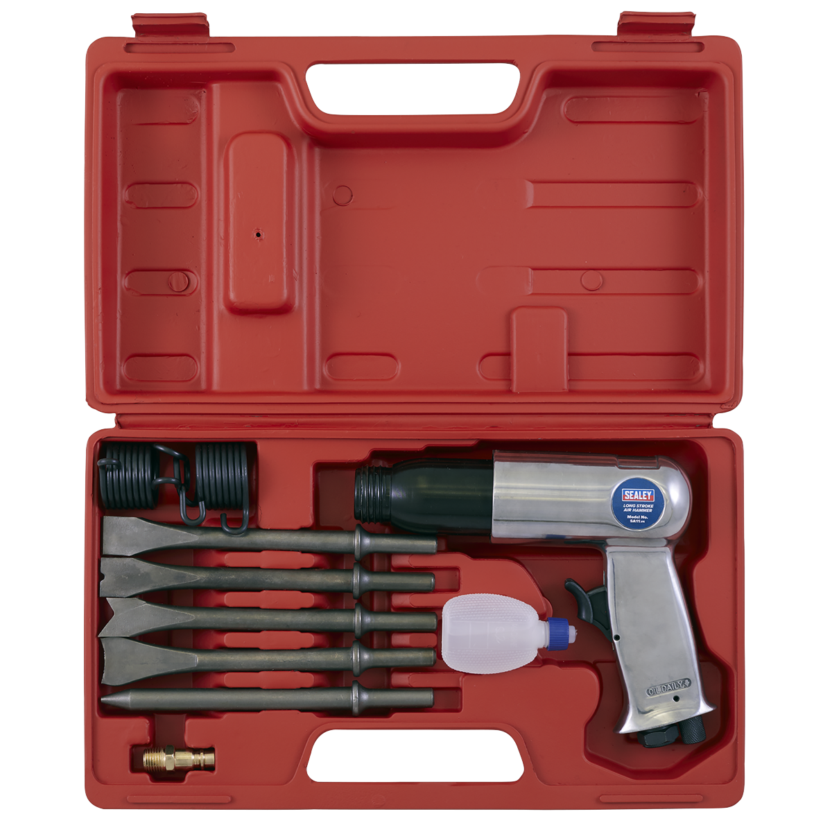 Sealey Air Hammer With Chisels Long Stroke 90PSI 4CFM In Storage Case SA11