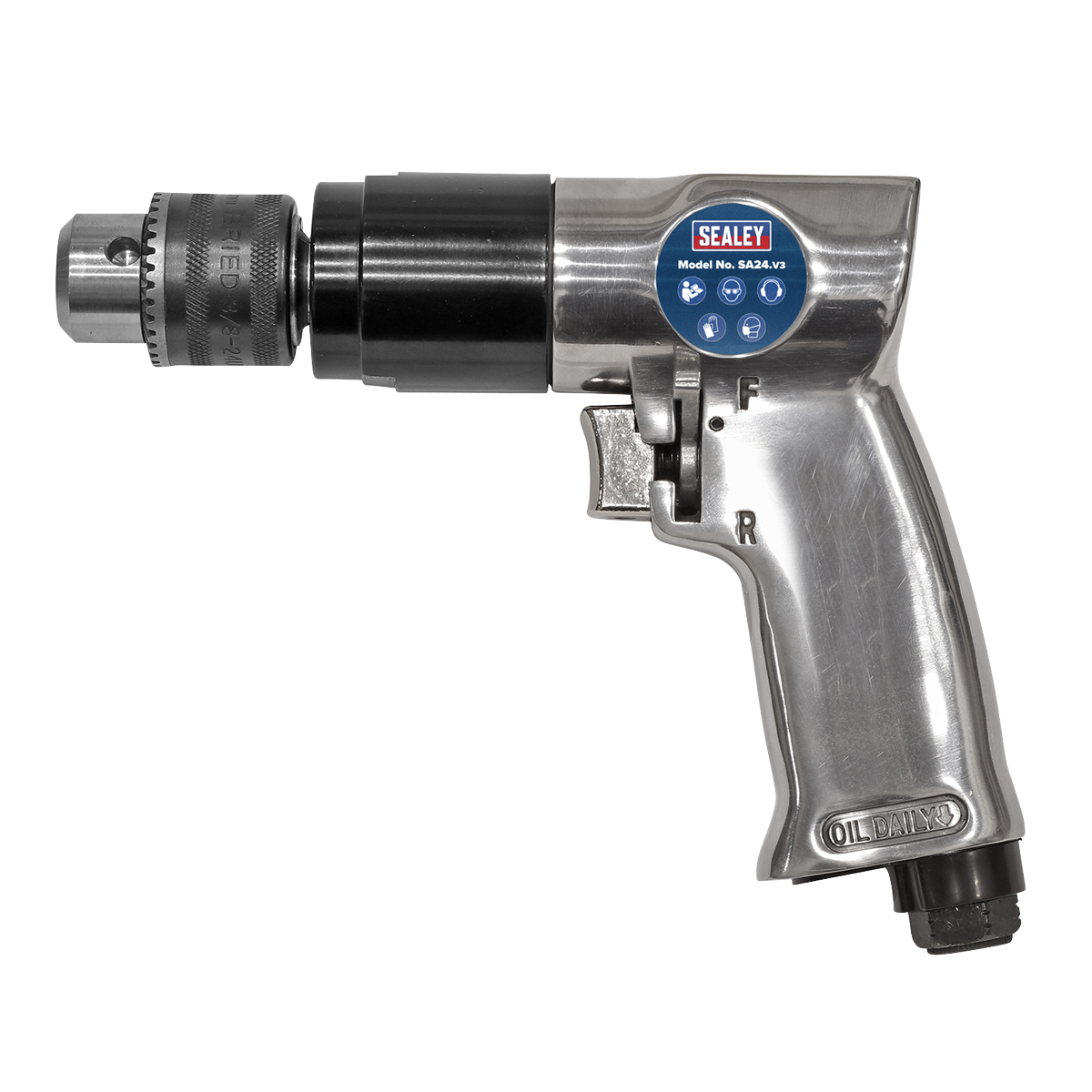 Sealey 10mm 1800 RPM Reversible Air Drill With Polished Aluminium Housing SA24
