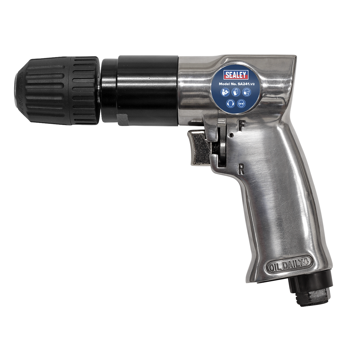Sealey Air Drill Ø10mm Reversible With Keyless Chuck & Reversible Action SA241
