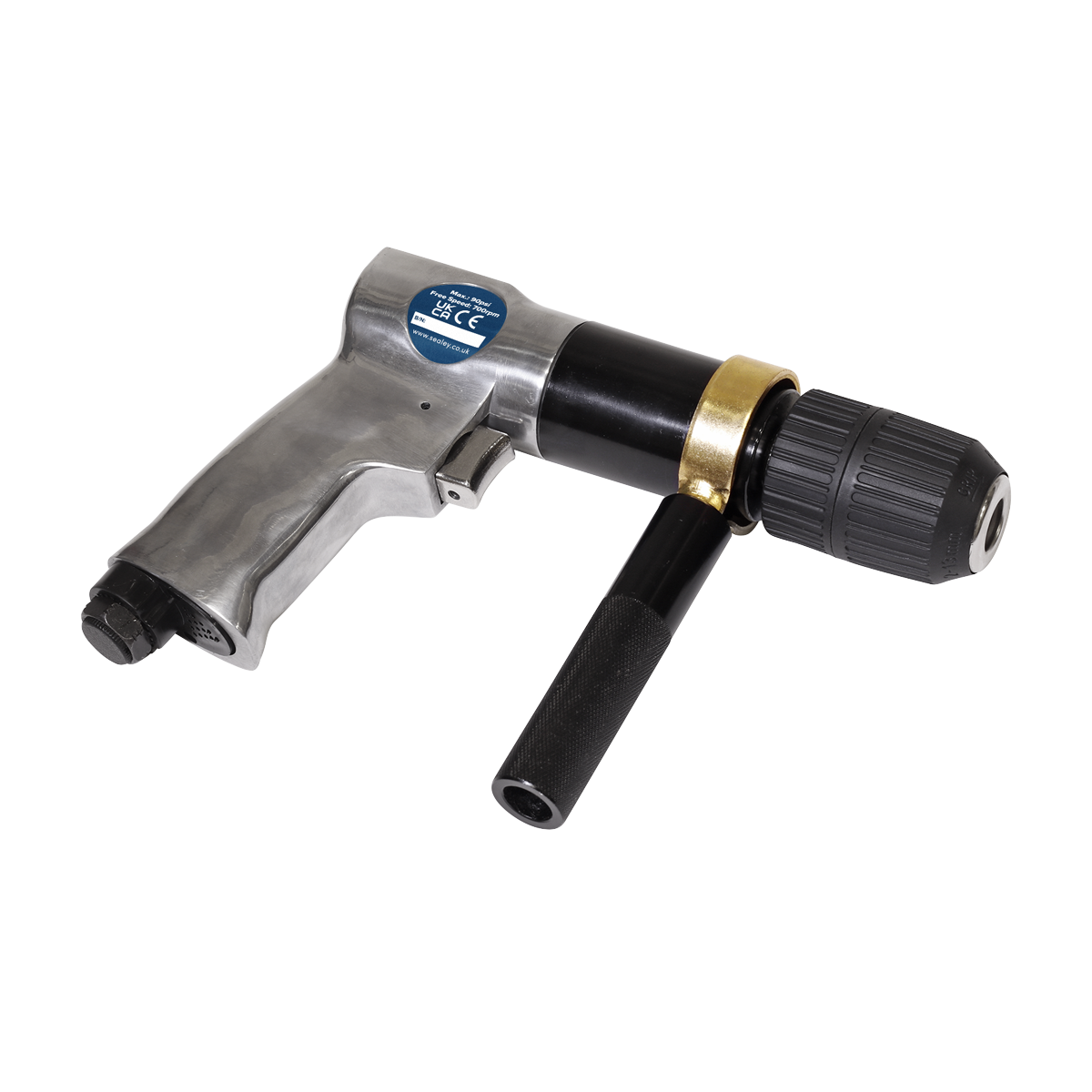 Sealey 13mm 700rpm Air Drill Reversible Keyless Chuck With Side Handle SA27