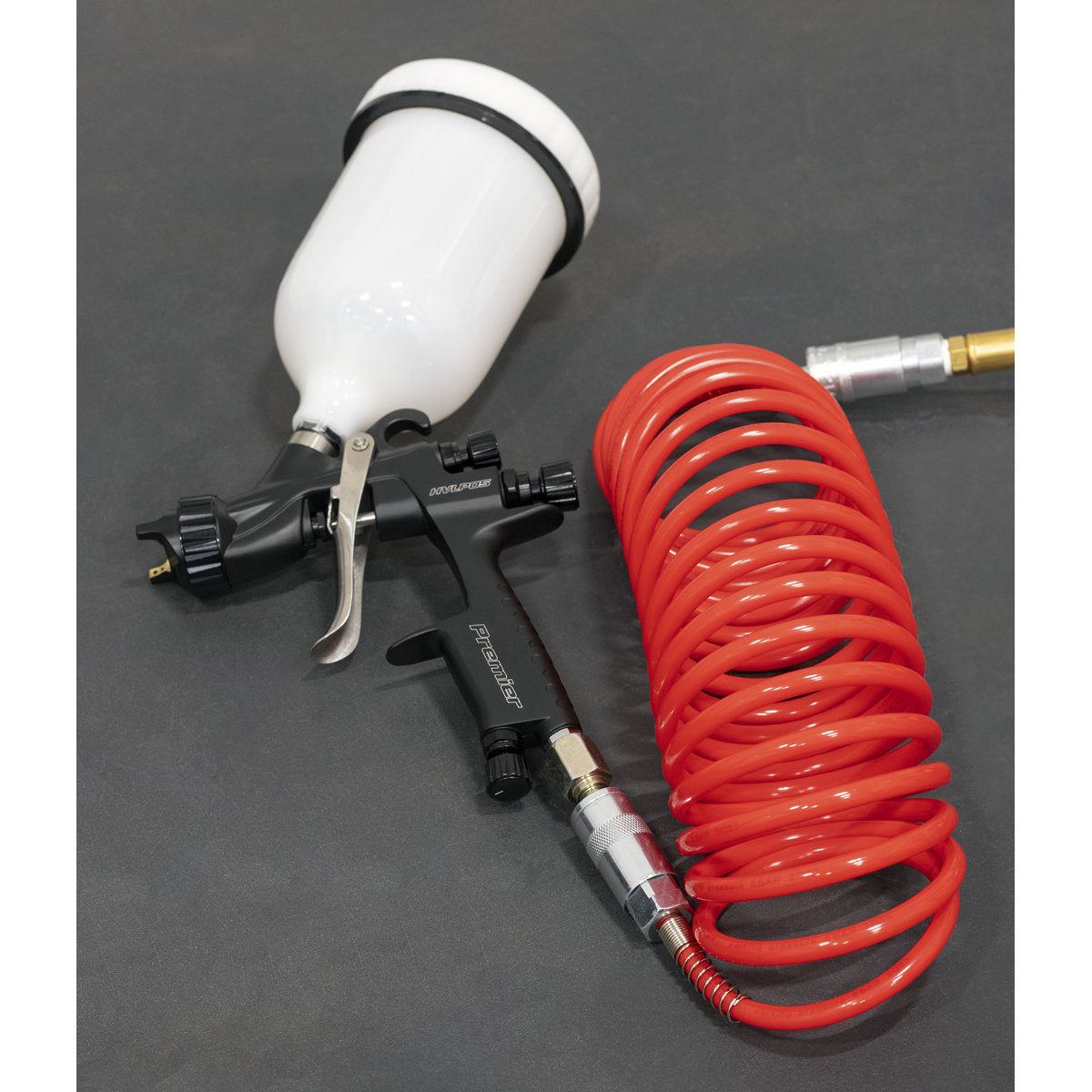 Sealey Coiled Air Hose 5 Metres Ø5mm With Quick Couplings Polyethylene SA305