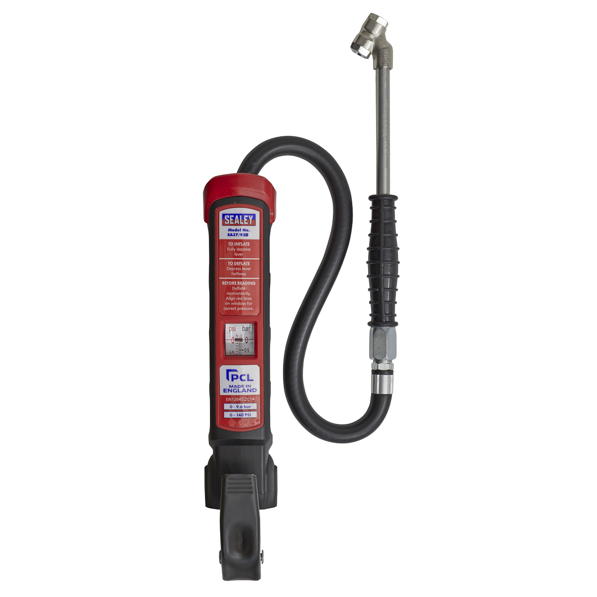 Sealey Premier Anodised Tyre Inflator With Twin Push-On Connector SA37/93B