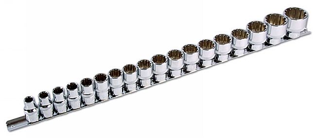 LASER 3594 18pc 1/2" Inch Drive AllDrive Socket Set Chrome Vanadium Steel