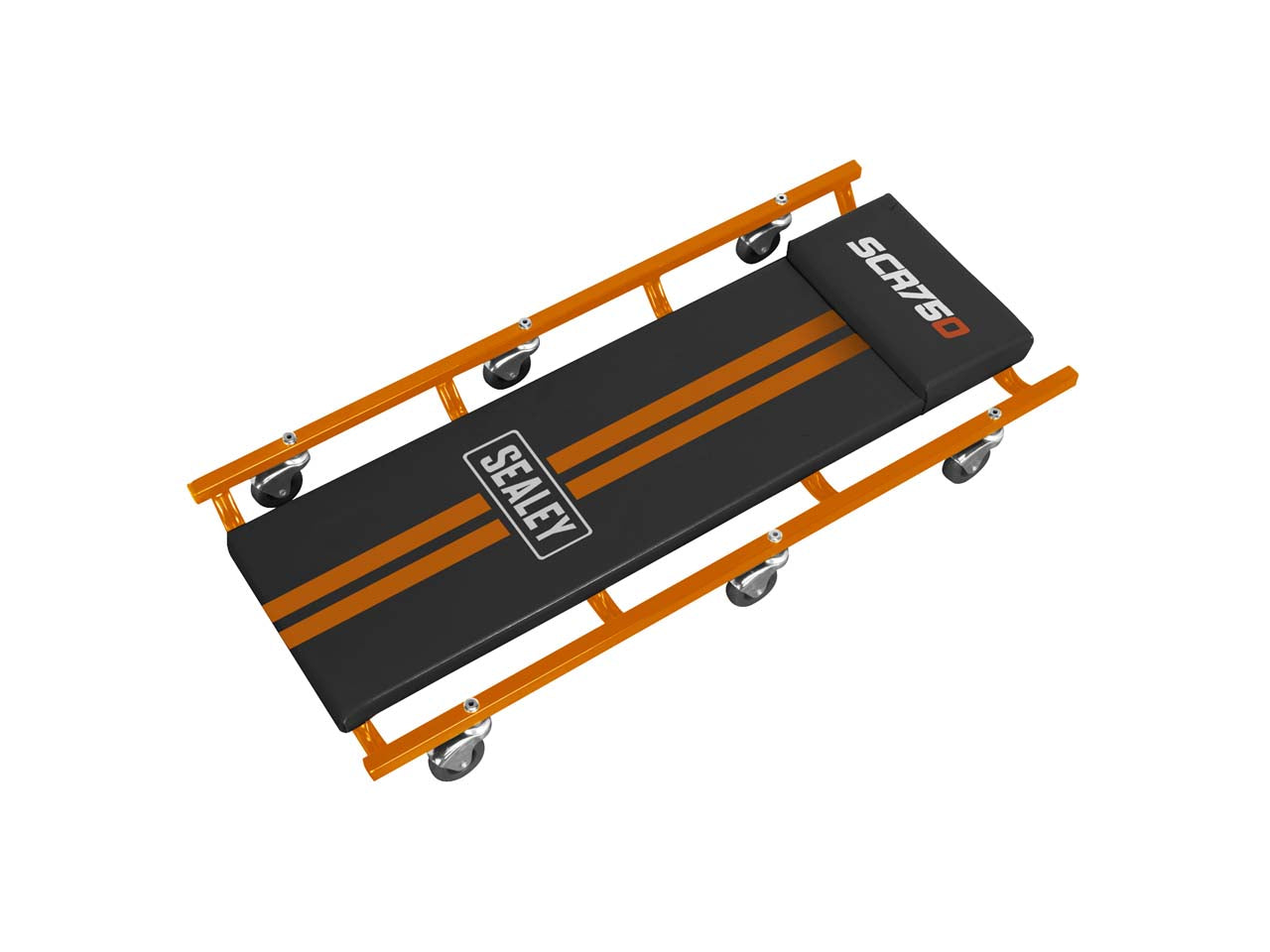 Sealey 36" Deluxe American-Style Creeper W/ Steel Frame 6 Wheels - Orange SCR75O
