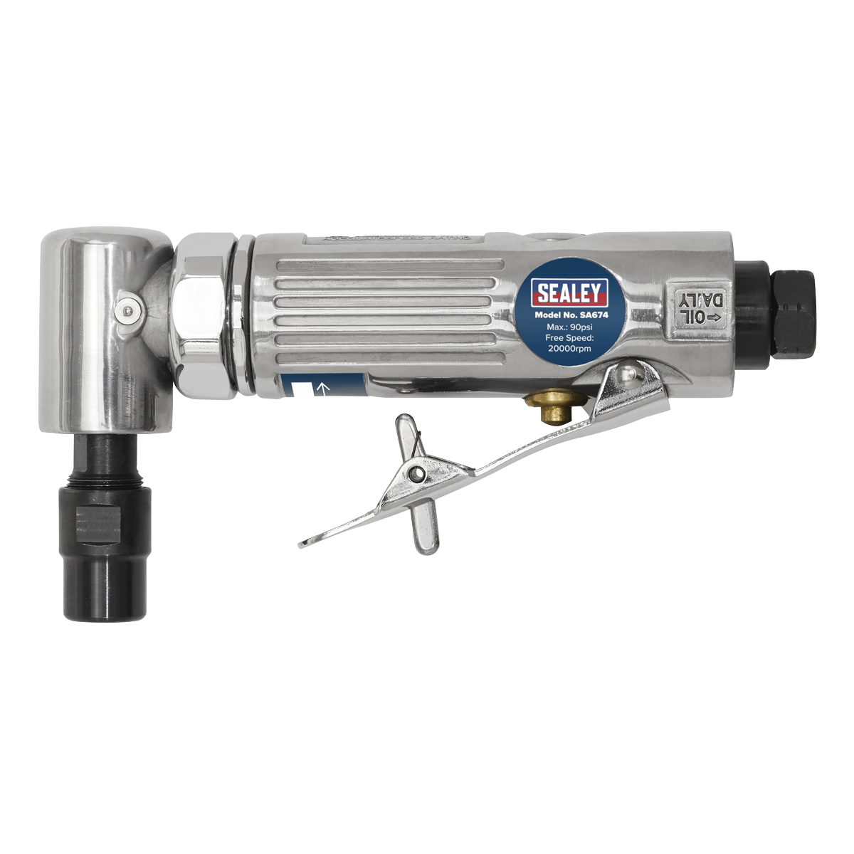 Sealey 90° Angle Air Die Grinder With Aluminium Body & Trigger Silver SA674