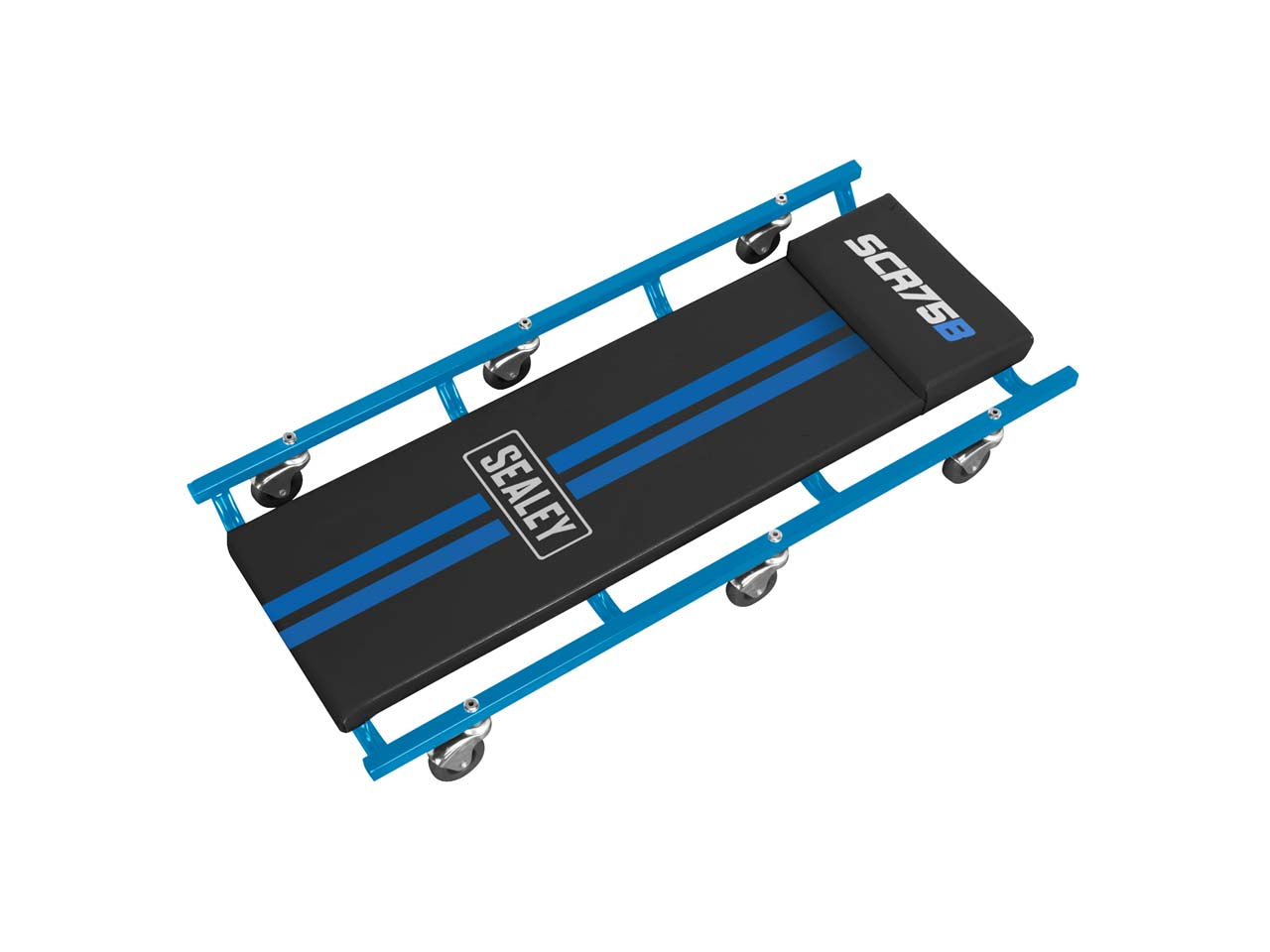 Sealey 36" Deluxe American-Style Creeper With Steel Frame 6 Wheels Blue SCR75B