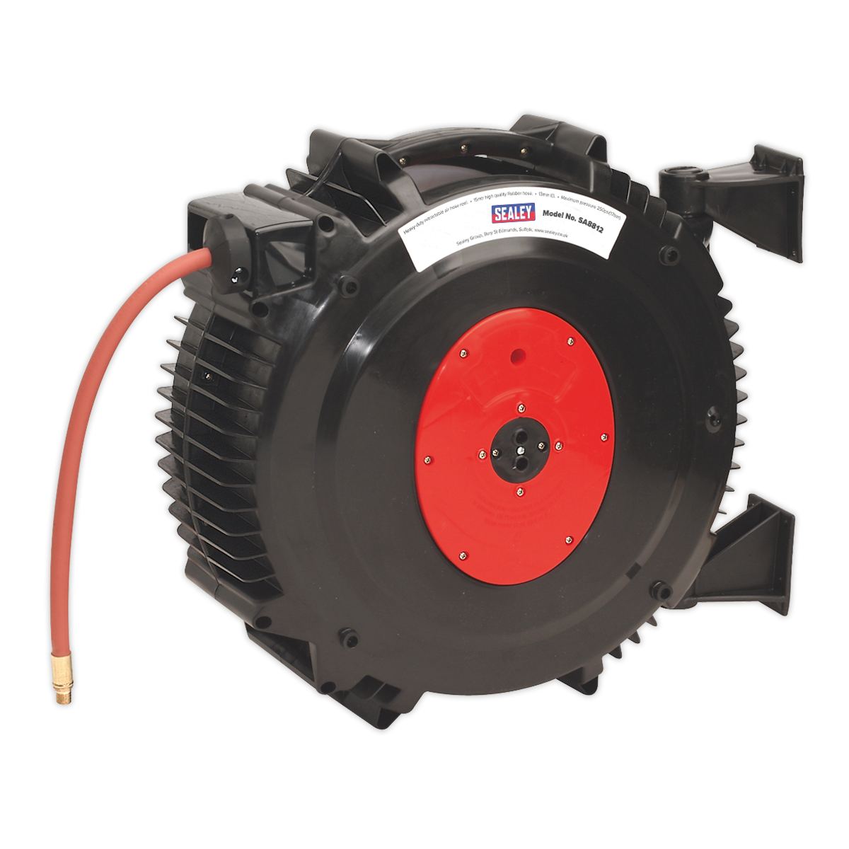 Sealey Retractable Air Hose Reel 15m Ø13mm ID TPR Hose Carry Handle SA8812