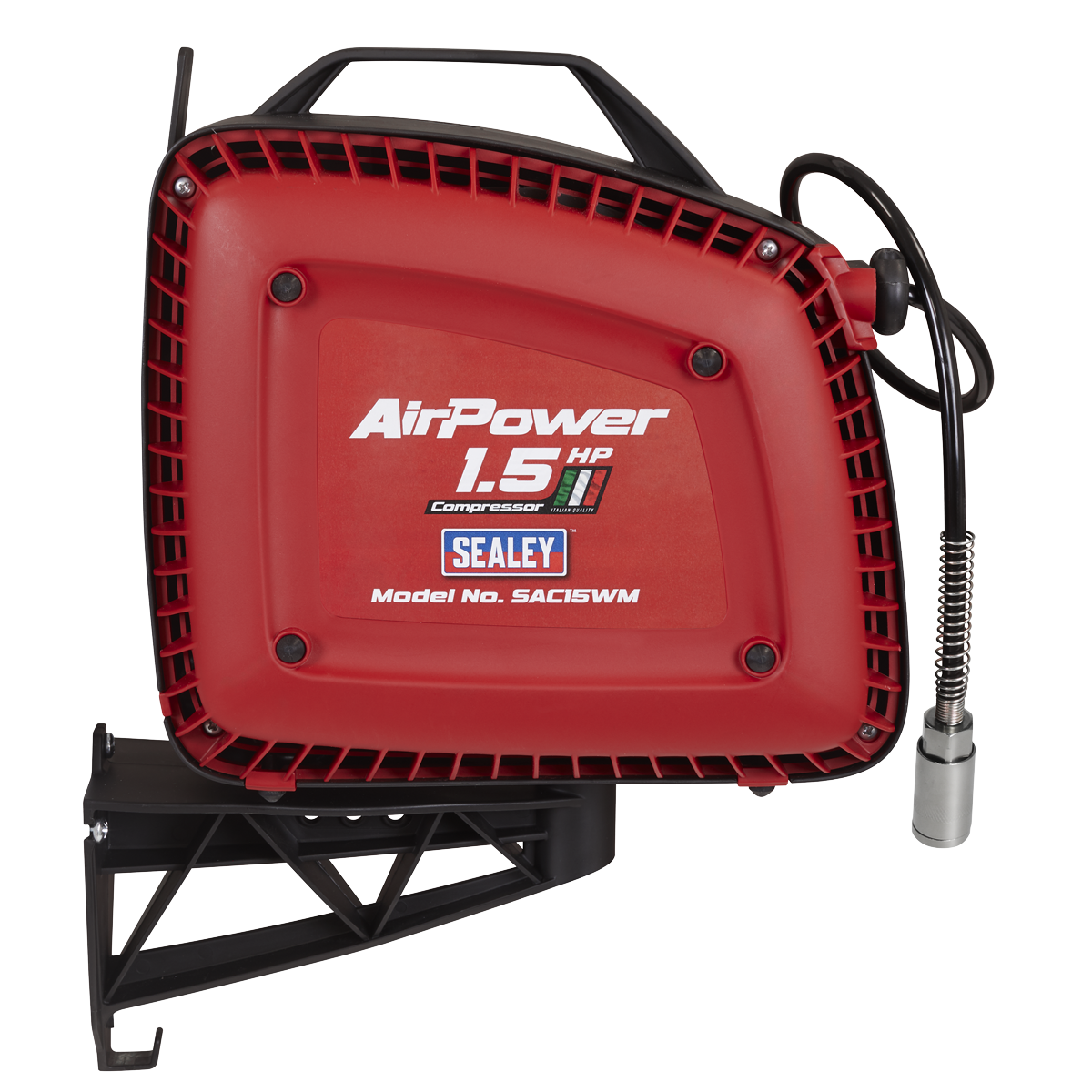 Sealey Wall Mounting Oil Free Air Compressor 1.5hp With 7m Hose Reel SAC15WM