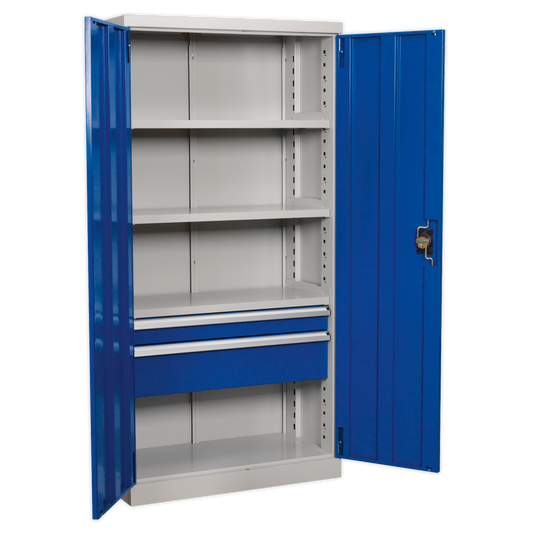 Sealey Cabinet Industrial 2 Drawers 3 Shelf 1800mm Scuff Resistant APICCOMBO2