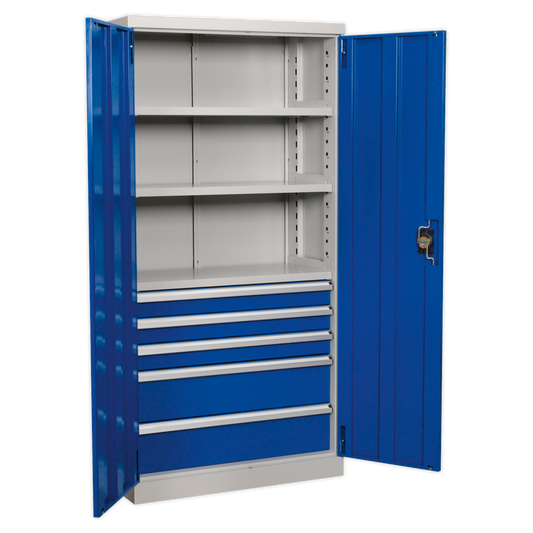 Sealey Cabinet Industrial 5 Drawers 3 Shelf 1800mm Scuff Resistant APICCOMBO5