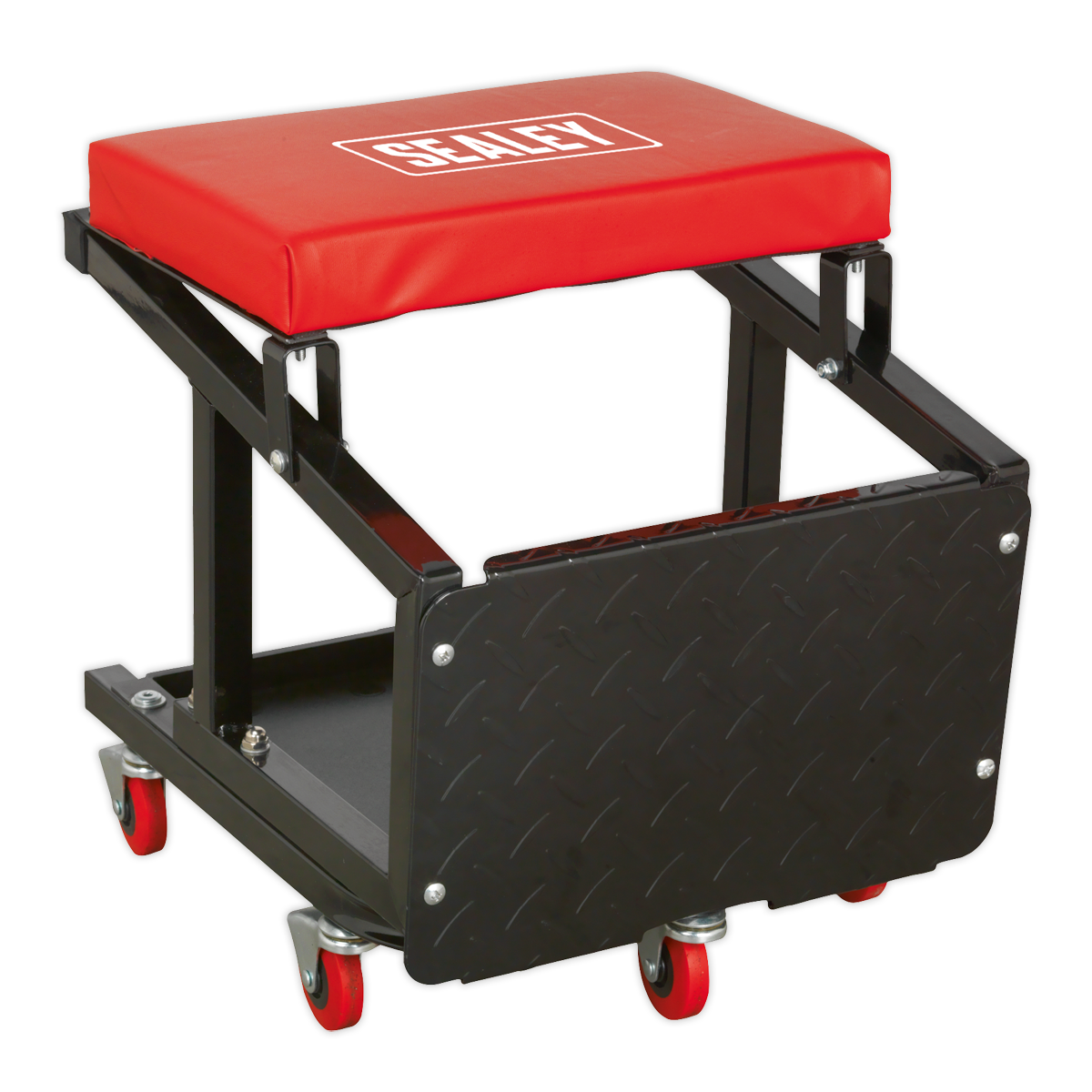 Sealey Mechanics Utility Seat & Step Stool Oil Resistant Swivel Castors SCR16