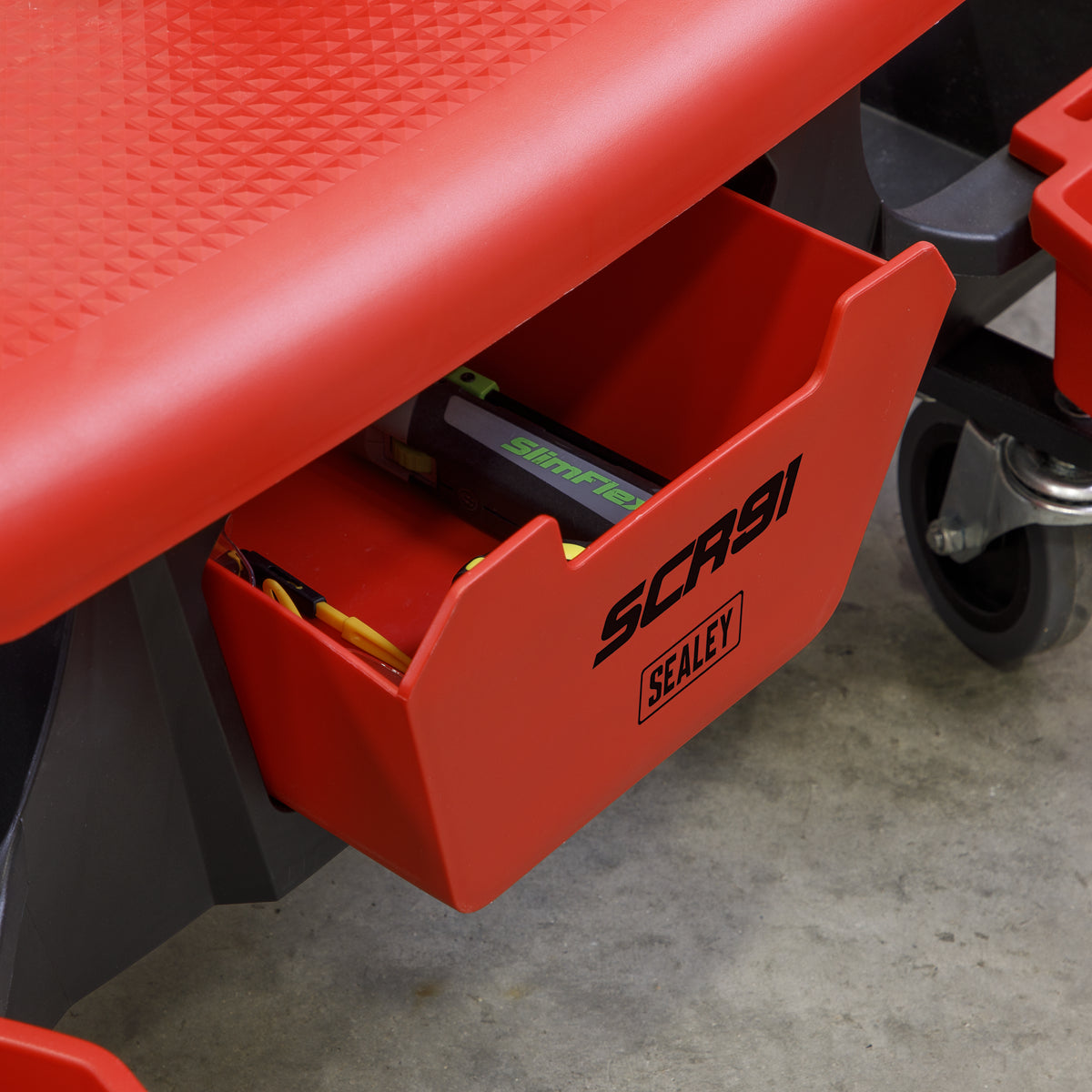 Sealey Mechanics Detailing Utility Seat With Concealed Under Seat Drawer SCR91