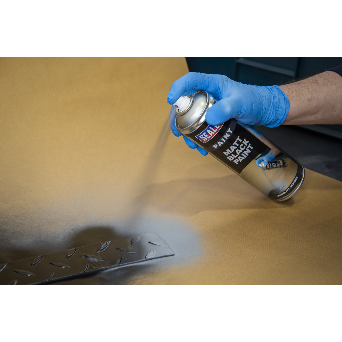 Sealey 500mL Multipurpose Black Matt Paint Acrylic Based Fast Drying SCS026S