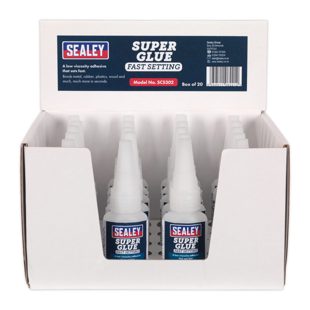 Sealey Super Glue Fast Setting Low Viscosity Adhesive 20g Pack of 20 SCS302