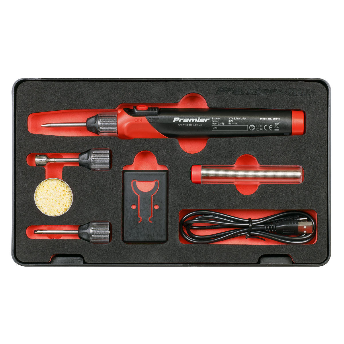 Sealey 30W Li-Ion Rechargeable Soldering Iron Kit Cordless & Lightweight SDL11