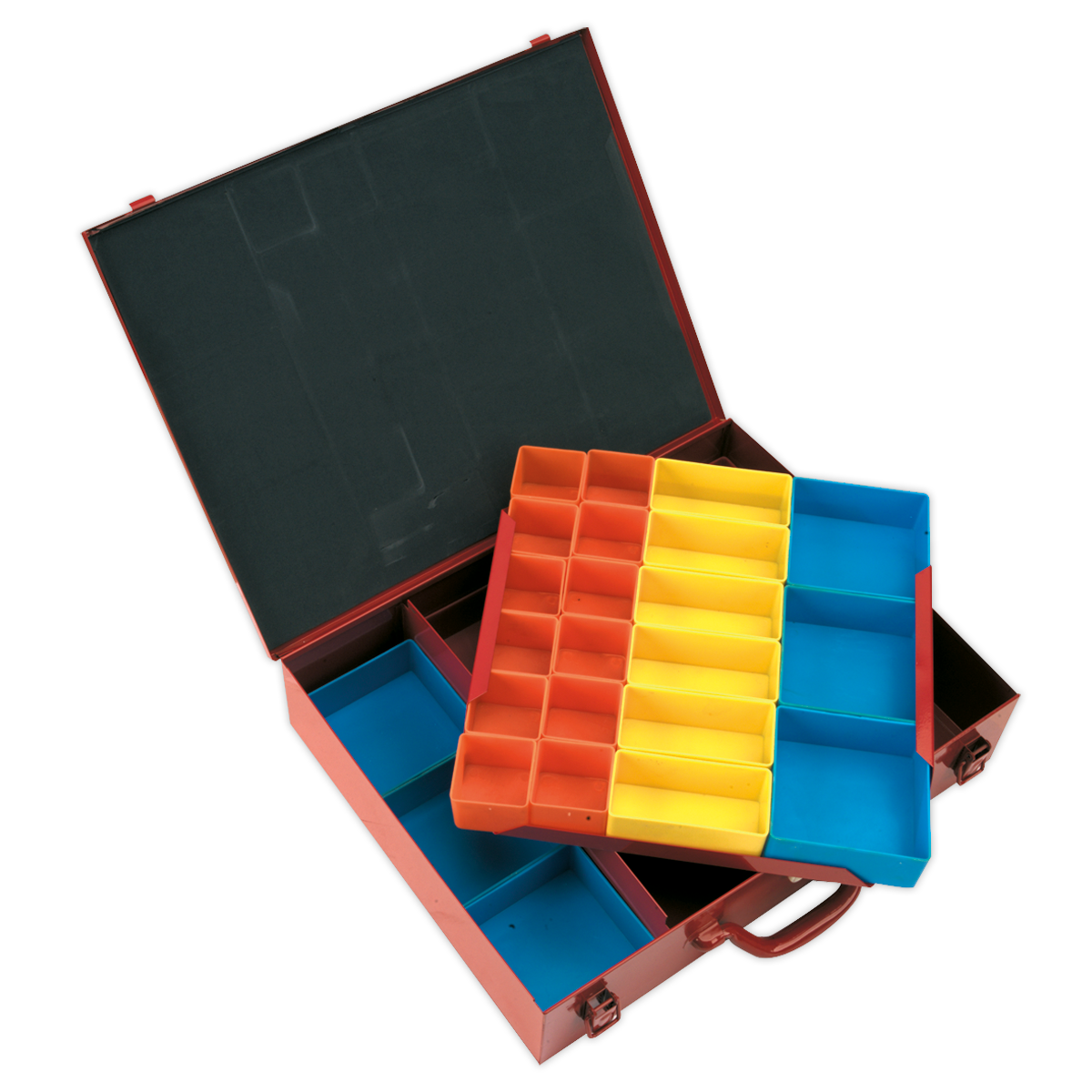 Sealey Metal Case Tool Box Durable 2 Layer With 27 Storage Removable Bins APMC27